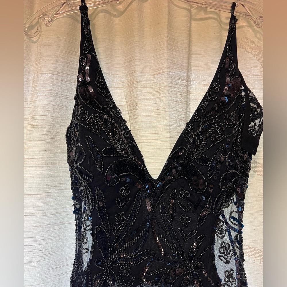 -prom dress -navy blue -worn once -not altered -no damages